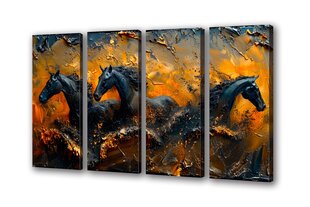 Paveikslas Ant Drobės juodieji arkliai meno auksas 201x110 cm цена и информация | Репродукции, картины | pigu.lt