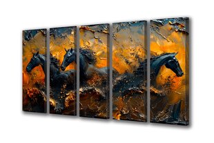 Paveikslas Ant Drobės juodieji arkliai meno auksas 200x110 cm цена и информация | Репродукции, картины | pigu.lt