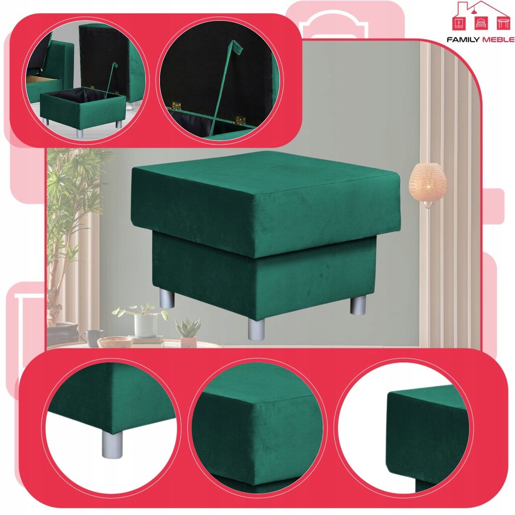 Didelė pufo sėdynė Alice Family Furniture bonell konteineris žalias цена и информация | Svetainės foteliai | pigu.lt