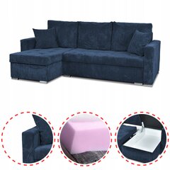 "Bonito" sofa-lova su miegamąja funkcija Šeimos baldai velvetinė tamsiai mėlyna цена и информация | Кровати | pigu.lt