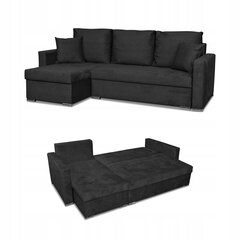 Kampinė sofa-lova "Bella" su miegamąja funkcija "Family Furniture", juodas veliūras kaina ir informacija | Lovos | pigu.lt