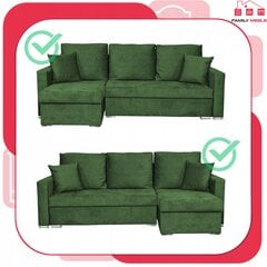 Kampinė sofa-lova "Bella" su miegamąja funkcija "Family Furniture" žalias veliūras kaina ir informacija | Lovos | pigu.lt