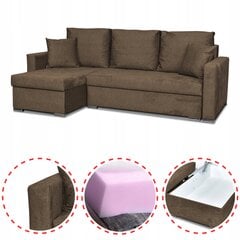 "Bella" kampinė sofa-lova su miegamąja funkcija "Family Furniture" rudas veliūras kaina ir informacija | Lovos | pigu.lt