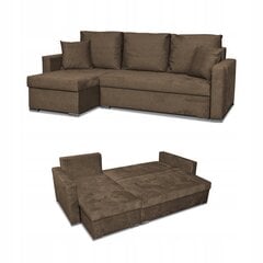 "Bella" kampinė sofa-lova su miegamąja funkcija "Family Furniture" rudas veliūras kaina ir informacija | Lovos | pigu.lt