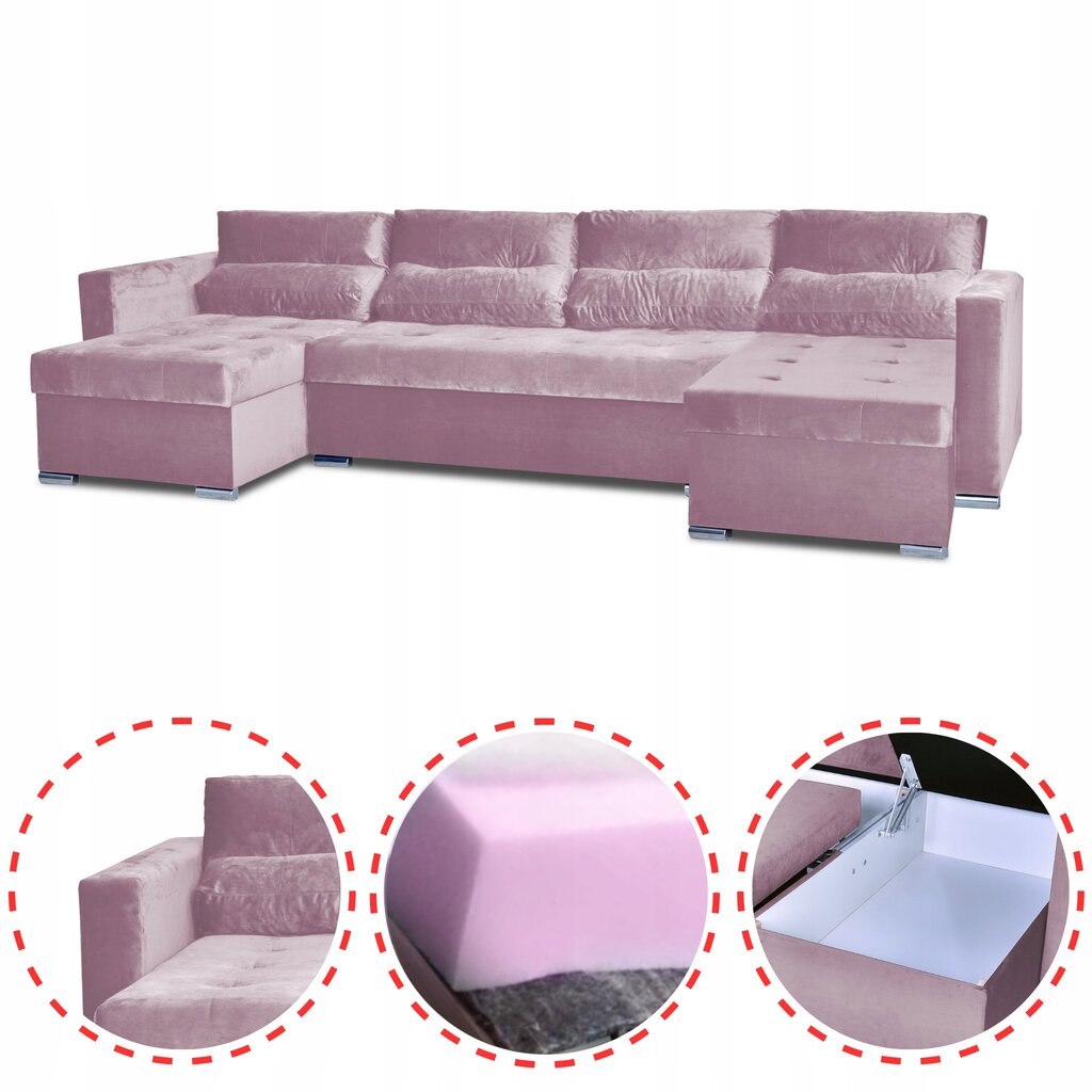 Varius BIG sofa lova f miegamieji konteineriai Šeimos baldai powder pink kaina ir informacija | Lovos | pigu.lt