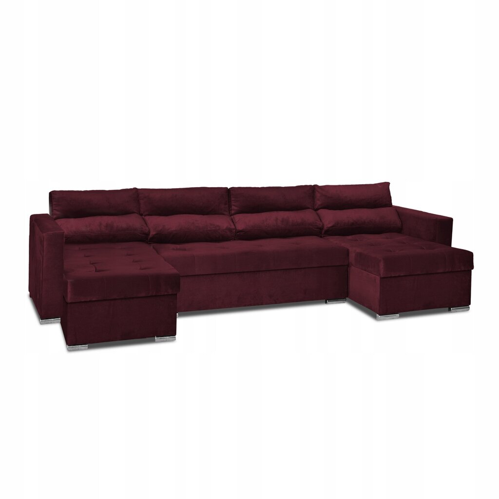 Varius BIG kampinė sofa-lova su miegamąja zona konteineriai Šeimos baldai bordo spalvos цена и информация | Lovos | pigu.lt