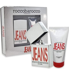 Kūno priežiūros rinkinys Roccobarocco Jeans EDT vyrams: tualetinis vanduo 75 ml + balzamas po skutimosi 100 ml kaina ir informacija | Kvepalai vyrams | pigu.lt