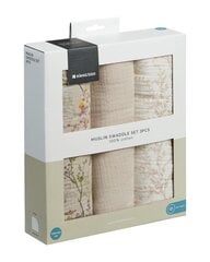 Муслиновые пеленки KikkaBoo Secret Garden Beige, 100x100 см, 3 шт. цена и информация | Пеленальные доски и пеленки | pigu.lt