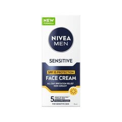 Apsauginis veido kremas vyrams Nivea Men Sensitive SPF15, 75 ml kaina ir informacija | Veido kremai | pigu.lt