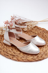 Children's Shiny Low-Heeled Sandals Silver Nelly 31421-18 цена и информация | Спортивная обувь, кроссовки для женщин | pigu.lt