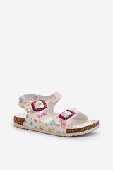 Children's Sandals with Flowers and Buckles White Memoria 32117-18 цена и информация | Спортивная обувь, кроссовки для женщин | pigu.lt