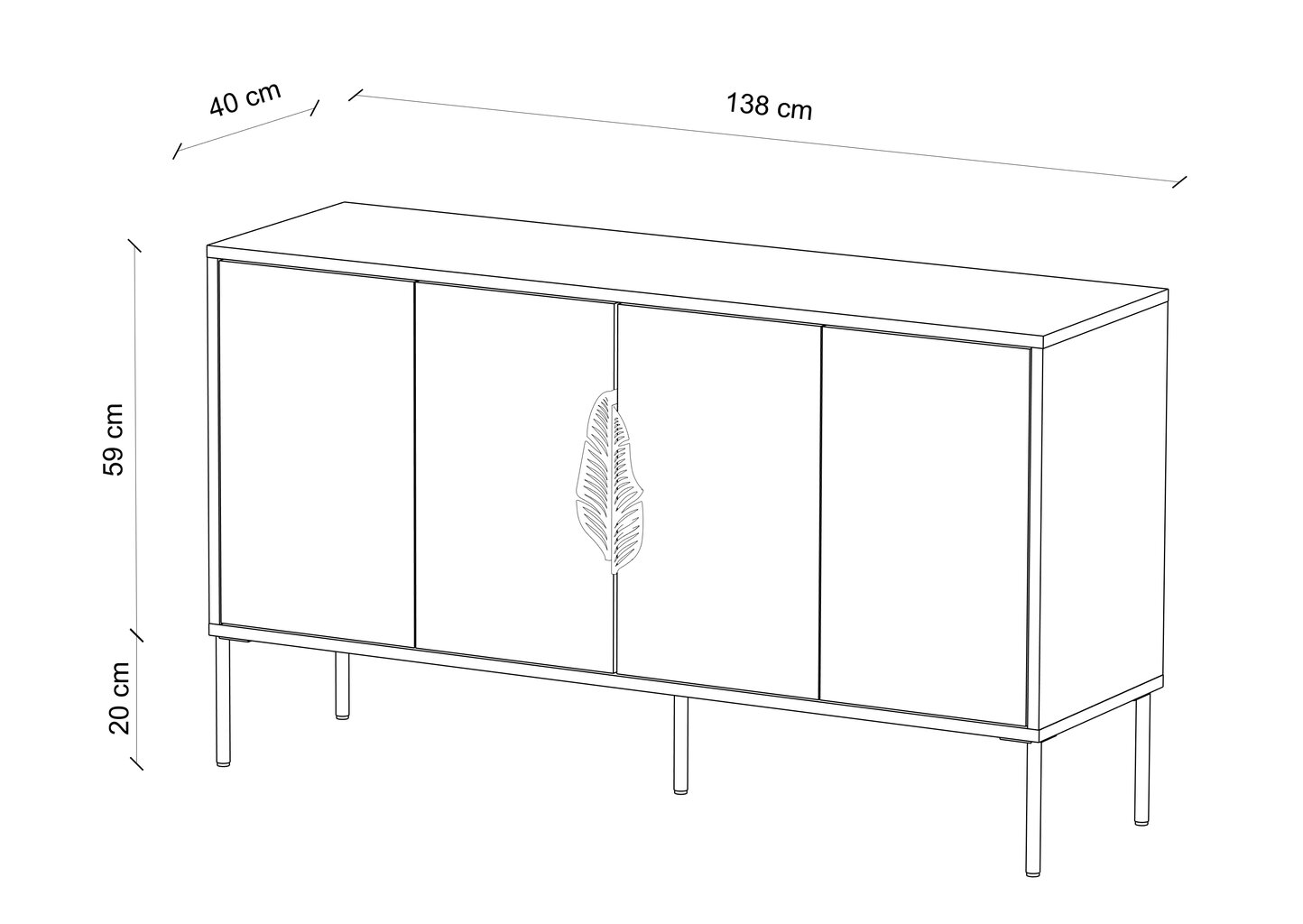 Komoda "Skandica MERLIN", 138 cm, balta su aukso spalvos detalėmis kaina ir informacija | Komodos | pigu.lt