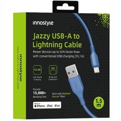 INNOSTYLE JAZZY USB LIGHTNING MFI GREITOJO ĮKROVIMO KABELIS IPHONE KEVLARUI 2 M MĖLYNAS kaina ir informacija | Krovikliai telefonams | pigu.lt