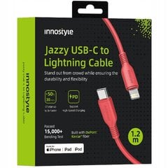 INNOSTYLE JAZZY USB-C LIGHTNING MFI GREITOJO ĮKROVIMO KABELIS IPHONE KEVLAR 1M RAUDONAS kaina ir informacija | Krovikliai telefonams | pigu.lt