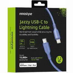 INNOSTYLE JAZZY USB-C LIGHTNING MFI GREITOJO ĮKROVIMO KABELIS IPHONE KEVLAR 1M MĖLYNAS kaina ir informacija | Krovikliai telefonams | pigu.lt