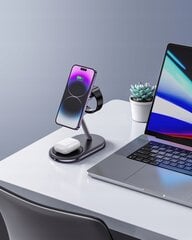 INNOSTYLE MAGSTATION 3-IN-1 INDUKCINIS ĮKROVIKLIS MAGSAFE IPHONE AIRPODS LAIKRODŽIŲ ĮKROVIMO STOTELĖ JUODA kaina ir informacija | Krovikliai telefonams | pigu.lt