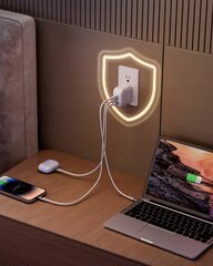 INNOSTYLE MINI CUBE МОЩНОЕ БЫСТРОЕ ЗАРЯДНОЕ УСТРОЙСТВО GAN ПУТЕШЕСТВИЯ EU US UK AU 3X USB USB-C 65W БЕЛЫЙ цена и информация | Зарядные устройства для телефонов | pigu.lt