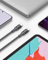 INNOSTYLE POWERFLEX USB-C GREITOJO ĮKROVIMO KABELIS IPHONE SAMSUNG 3A 60W KEVLARAS 2M JUODAS kaina ir informacija | Krovikliai telefonams | pigu.lt