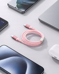 INNOSTYLE POWERFLEX USB-C GREITOJO ĮKROVIMO KABELIS IPHONE SAMSUNG 3A 60W KEVLARAS 2M ROŽINĖS SPALVOS kaina ir informacija | Krovikliai telefonams | pigu.lt