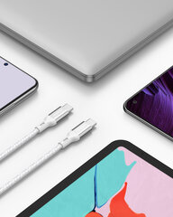 INNOSTYLE POWERFLEX USB-C GREITOJO ĮKROVIMO KABELIS IPHONE SAMSUNG 3A 60W KEVLARAS 2M SIDABRO SPALVOS kaina ir informacija | Krovikliai telefonams | pigu.lt