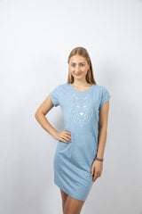 Хлопковое платье со светоотражающим принтом ВОЛК/Голубое с белым принтом цена и информация | Платья | pigu.lt