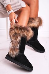 Moterų sniego batai su kailiu Odos zomšos juoda Balvin 12805-21 kaina ir informacija | Aulinukai, ilgaauliai batai moterims | pigu.lt