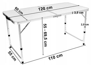 TRIP sulankstomas stovyklavimo stalas 120x60 cm baltas kaina ir informacija | Gultai | pigu.lt