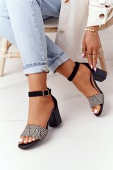 Sandals With Braided Upper On A Bar Black Honeymoon 14431-21 цена и информация | Женские босоножки | pigu.lt