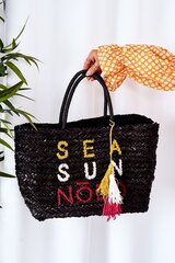 Braided Shopper Beach Bag NOBO XK00410 Black 15291-uniw цена и информация | Женские сумки | pigu.lt