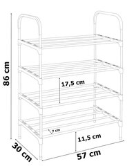 Elena batų lentyna, juoda ir sidabrinė цена и информация | Полки | pigu.lt