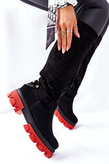 Women's High Black Boots Lewski Black Suede 2866 16482-21 цена и информация | Женские сапоги | pigu.lt