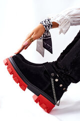 Women's High Black Boots Lewski Black Suede 2866 16482-21 цена и информация | Женские сапоги | pigu.lt