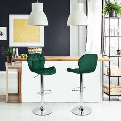 GORDON baro kėdė, chromuota, tamsiai žalia Velvet цена и информация | Стулья для кухни и столовой | pigu.lt