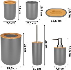 TIMOR vonios aksesuarų rinkinys, pilka kaina ir informacija | Vonios kambario aksesuarai | pigu.lt