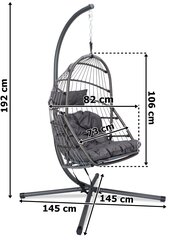 HAITI pakabinama sūpynės kėdė, pilka kaina ir informacija | Hamakai | pigu.lt