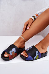 Printed Rubber Slippers Black Monsters 18265-21 цена и информация | Женские тапочки | pigu.lt