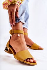 Leather Sandals On Golden Heel Laura Messi 2143 Dark yellow 20027-21 цена и информация | Женские босоножки | pigu.lt