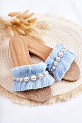 Women's Slippers With Decorative Strap Blue Ramisa 21028-21 цена и информация | Женские тапочки | pigu.lt