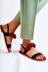 Fashionable Sandals With Beads Black Hally 21108-21 цена и информация | Женские босоножки | pigu.lt