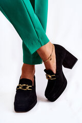 Suede Pumps With A Decorative Chain Laura Messi 2444 Black 21382-21 цена и информация | Женские туфли | pigu.lt