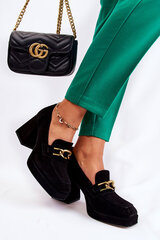 Suede Pumps With A Decorative Chain Laura Messi 2444 Black 21382-21 цена и информация | Женские туфли | pigu.lt