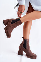 Suede Boots On Massive Heel Laura Messi 2519 Brown 21437-21 цена и информация | Женские сапоги | pigu.lt