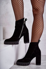 Fashionable Suede Boots On High Heel Laura Messi 2509 Black 21649-21 цена и информация | Женские сапоги | pigu.lt