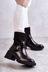 Women's Warm Boots On A Chunky Heel Black Marinela 21867-21 цена и информация | Женские сапоги | pigu.lt