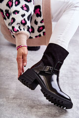 Women's Warm Boots On A Chunky Heel Black Marinela 21867-21 цена и информация | Женские сапоги | pigu.lt