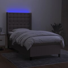 Lova su spyruoklėmis/čiužiniu/LED, taupe, 90x200 cm kaina ir informacija | Lovos | pigu.lt