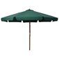 Lauko skėtis su mediniu stulpu, 330 cm, žalias цена и информация | Skėčiai, markizės, stovai | pigu.lt
