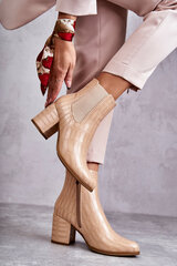 Snake Leather Booties La.Fi 260038BE-XC Beige 21982-21 цена и информация | Женские сапоги | pigu.lt