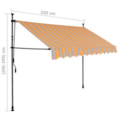 Rankinė ištraukiama markizė su LED, geltona ir mėlyna, 250cm kaina ir informacija | Skėčiai, markizės, stovai | pigu.lt