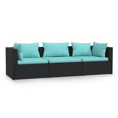 Lauko sofa , su pagalvėlėmis, juoda цена и информация | Садовые стулья, кресла, пуфы | pigu.lt